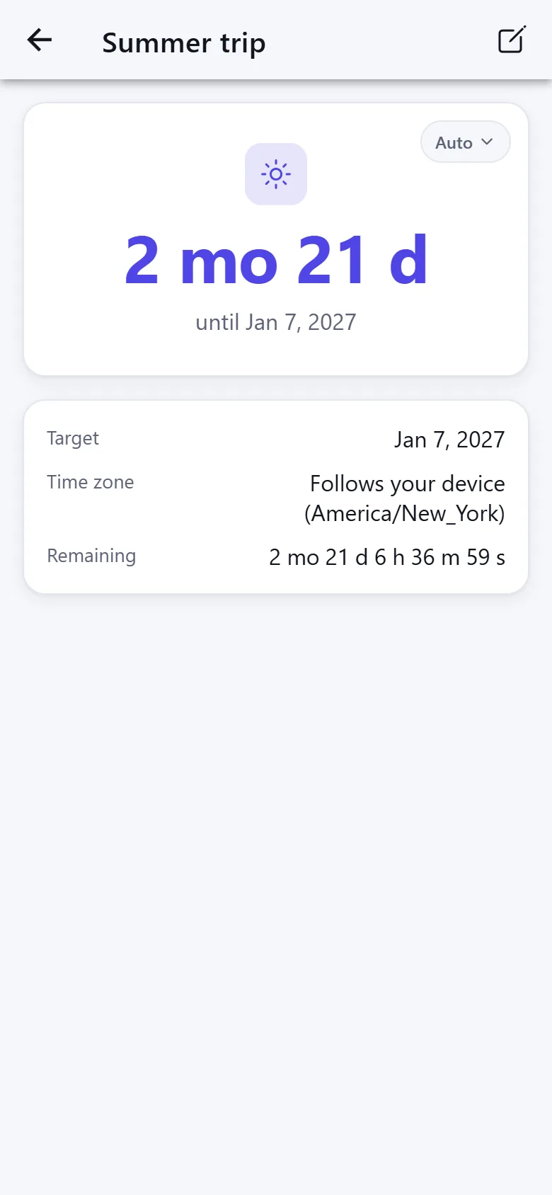 A countdown to a summer trip