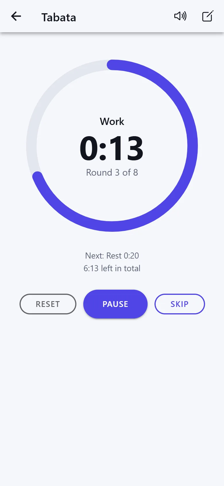An interval timer in the work phase of round three